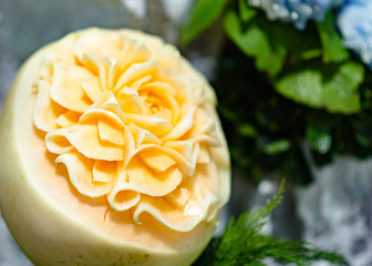 Fruit and vegetable carvings, Display thai fruit carving decoration