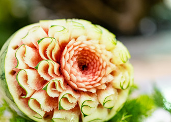 Fruit and vegetable carvings, Display thai fruit carving decoration