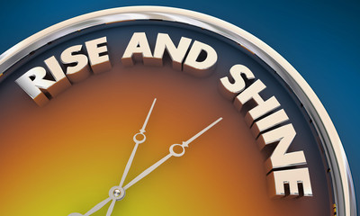 Obraz na płótnie Canvas Rise and Shine Good Morning Wake Up Time Clock 3d Illustration