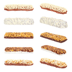 Hand made granola bar, healthy snack, set and collection.