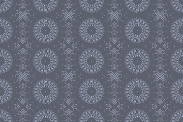 Grey monochrome floral geometric pattern