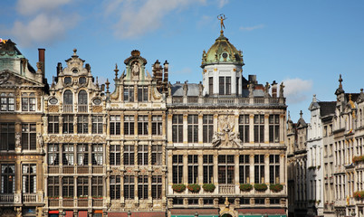 Fototapeta na wymiar Guildhalls on Grand Place in Brussels. Belgium