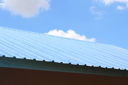 Blue Metal Sheet Zinc Roof With Blue Sky