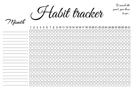 Monthly planner habit tracker template vector schedule