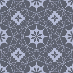 Grey monochrome floral flat pattern
