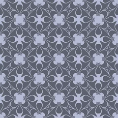 Behang Grey monochrome floral flat pattern © AnaMaria