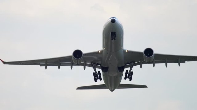 Widebody airplane departure