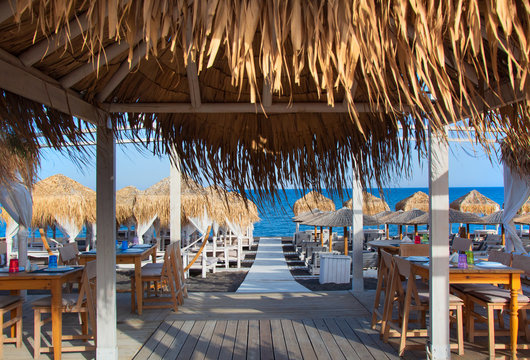 Perissa beach (Black Beach) on Santorini island, Greece