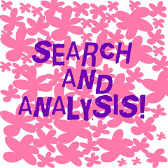 Text sign showing Search And Analysis. Conceptual photo inspecting cleansing transforming and modeling data Freehand Drawn and Painted Simple Flower in Seamless Repeat Pattern photo