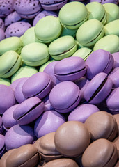 Obraz na płótnie Canvas Stacks of multicoloured Macaroon biscuits