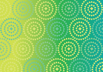 Yoga mat yellow and green circle vector pattern