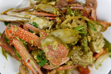 Stir-Fried Crab with Curry Powder, Thai Food