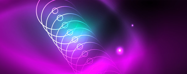 Shiny glowing design background, neon style lines, technology concept, vector