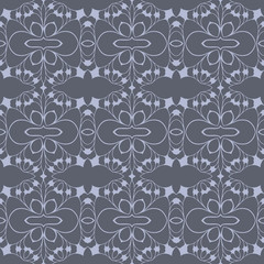 Grey monochrome floral flat pattern