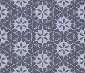Grey monochrome floral flat pattern