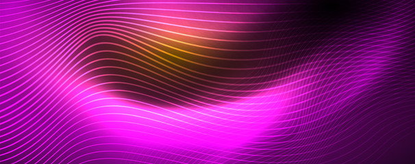 Obraz premium Shiny neon lines techno magic futuristic background, magic energy space light concept, abstract background wallpaper design