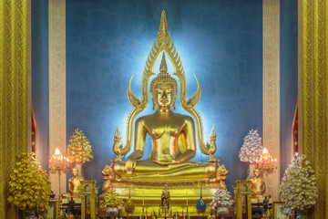 Fototapeta premium principle Buddha image of the first grade royal monastery, Wat Benchamabophit Dusitvanaram Rajawarawiharn, Bangkok, Thailand
