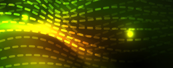 Fototapeta premium Shiny neon vector wave line abstract background, motion concept