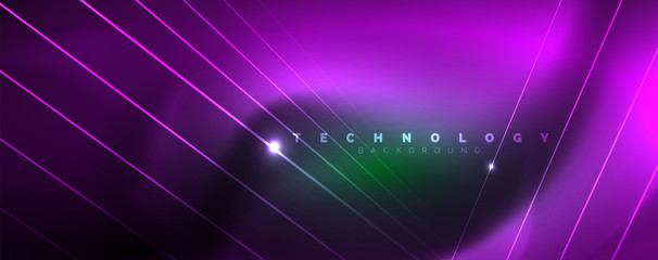 Vector neon light lines concept, abstract background