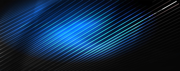 Shiny color neon light with lines, abstract wallpaper, shiny motion, magic space light. Techno abstract background