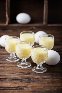 Traditional Italian liquor Vov with eggs