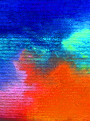 Watercolor abstract bright colorful textural background handmade . Painting of underwater world of coral reef. Modern sea scape