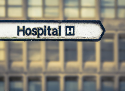 Grungy UK Hospital Sign