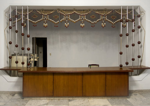 Empty counter shop with decoration, Pyongan Province, Pyongyang, North Korea