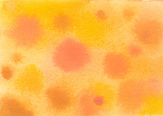 Dye tie pattern for fabric design in abstract watercolor style with natural texture. Sunny dyeing for hand painted yellow tie-dye fabrics. Vibrant autumn dye design for print textile.