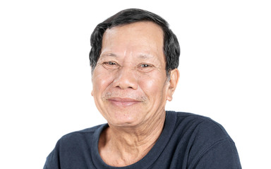 Obraz premium old good mood asian man portrait isolated on white background