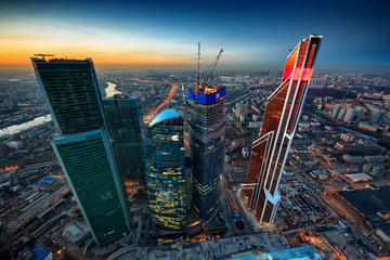 Eurasia Tower, Federation and Mercury of the Moscow City Complex, view from the roof of the Capital City Tower