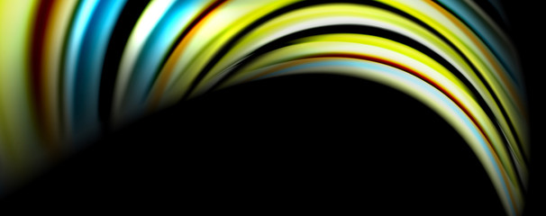 Fluid color waves with light effects, vector abstract background