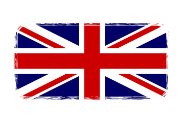 Great Britain flag. Jack UK grunge flag isolated white background. English United Kingdom design. British national symbol England country, patriotism. Graphic sketch brush stroke. Vector illustration