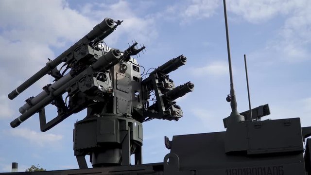 Mighty war machinery gun automatic ammo of Warszawa Army forces in Poland
