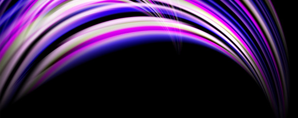 Fluid color waves with light effects, vector abstract background