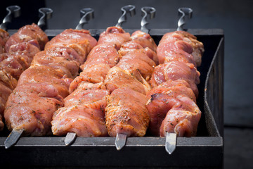 Meat is fried on coals, on a brazier, on an open fire.