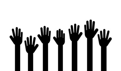 raised hands. Volunteer concept Isolated on white background. Vector Illustration.