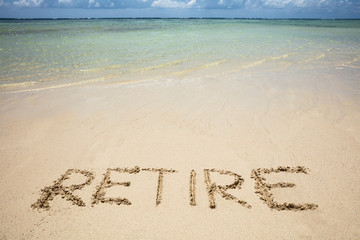 Retire Text On Sand Beach