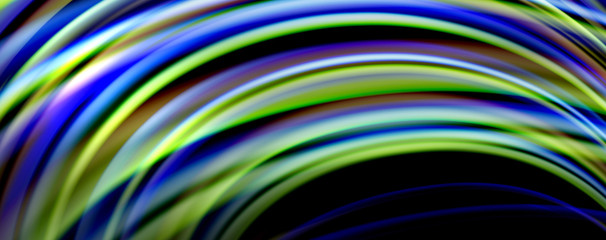 Fluid color waves with light effects, vector abstract background