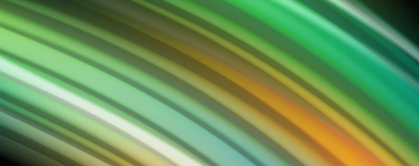 Abstract wave lines fluid rainbow style color stripes on black background. Artistic illustration for presentation, app wallpaper, banner or poster