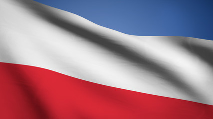 3D illustration of the Republic of Poland flag waving