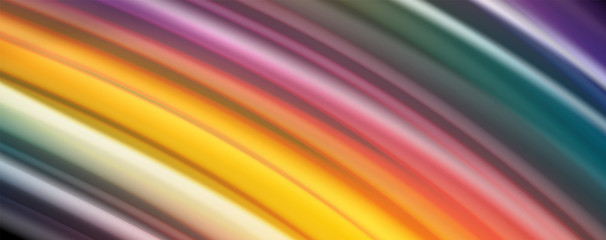 Abstract wave lines fluid rainbow style color stripes on black background. Artistic illustration for presentation, app wallpaper, banner or poster