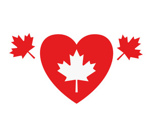 Obraz premium Maple leaf heart and canada symbol design