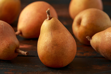 Healthy Organic Pears on a wooden table