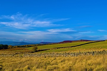 Fototapeta na wymiar Blue sky thinking moment near the Longsahw Estate, Grindleford, Derbyshire