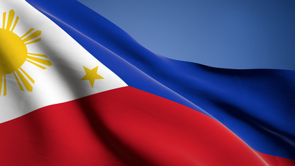 3D illustration of the Republic of the Philippines flag waving