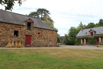 barn and house in a farm (france) 