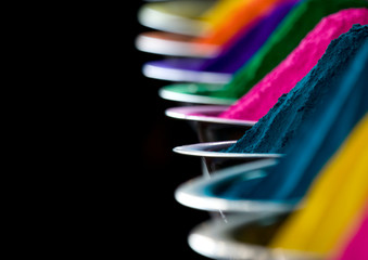 Colorful Face Powder Used For The Holi Spring Festival, Mysore, India