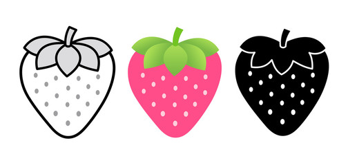 Strawberry icon collection, vector illustration sketch isolated on white background