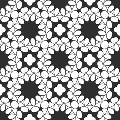 Black and white floral pattern, retro, vintage cover design